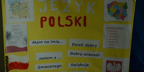 Powiększ grafikę: plakat język polski - mapa, flaga, godło, słowa