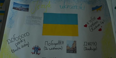 Powiększ grafikę: plakat Ukrainy - słowa w języku ukraińskim i ich polskie odpowiedniki